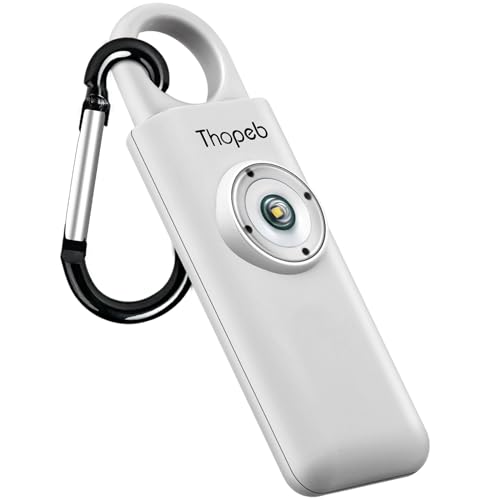 Der Original Persönlicher Alarm Für Frauen, Schlüsselanhänger Alarm mit Sirene für Selbstverteidigung und Sicherheit, Von der Polizei Empfohlen, 130 dB Sirene, LED-Stroboskoplicht (Metallisch Silber)