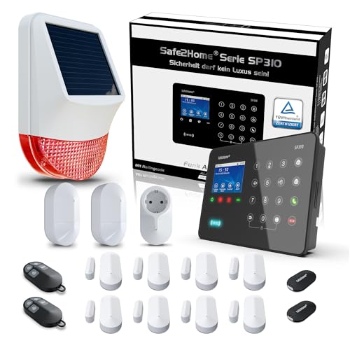 Safe2Home® SP310 Funk Alarmanlage Komplett Set - TÜV-Rheinland zeritifizierte Basis – App Steuerung per LTE SMS WLAN Alarmsystem 868Mhz - Smart-Home kompatibel für Haus und Gewerbe