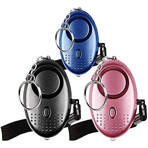 Notfall Persönlicher Alarm Qoosea Scream Safesound Alarm 140dB LED Taschenlampe für Kinder/Frauen/Senioren/Student Self Defense Schutz Gesichert (Schwarz + Blau + Rosa)