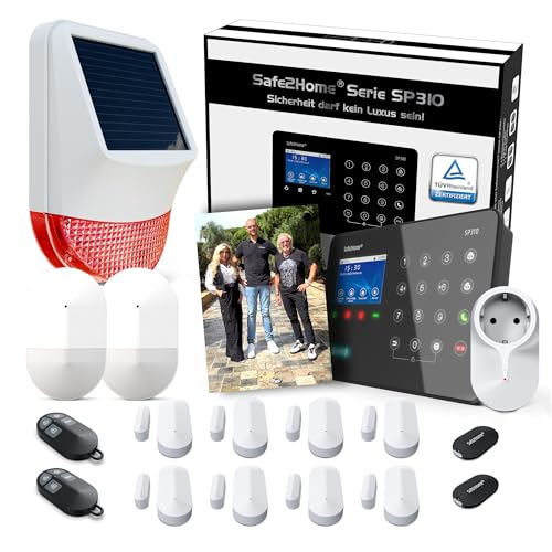 Safe2Home® SP310 Funk Alarmanlage Komplett Set - Störsendererkennung - Tüv-Rheinland zertifizierte Basis – App Steuerung per LTE SMS WLAN Alarmsystem 868Mhz - für Haus und Gewerbe (Geissens Bundle)