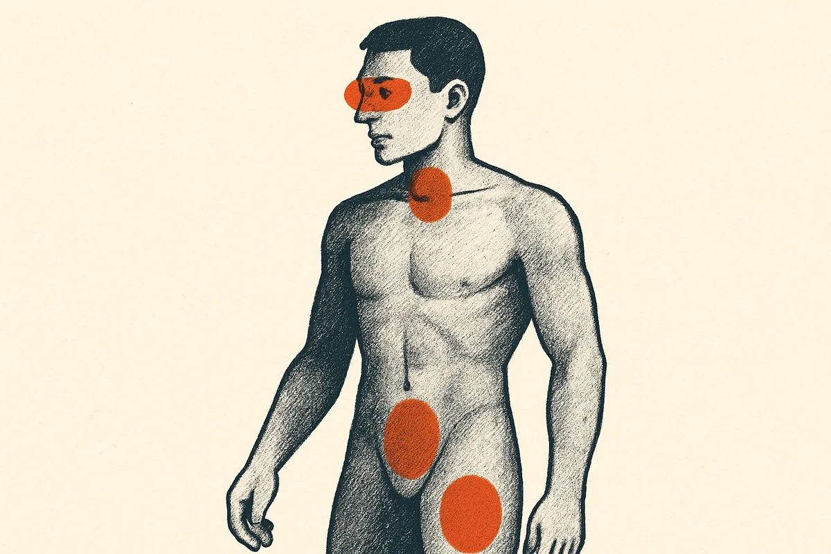 Anatomisches Diagramm der Vitalpunkte des menschlichen Körpers