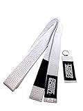 Choke&Chill BJJ Brazilian Jiu-Jitsu Belt Gürtel mit Schlüsselanhänger Erwachsene Kinder Luta Livre (Weiß, A2 (280cm))