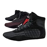 FOX-FIGHT Kampfsport Schuhe | für Damen und Herren | Atmungsaktiv Flexibel | Wildleder | Ringerschuhe | Athletik Fitnesschuhe Bodybuilding | 44 / schwarz