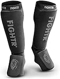 FIGHTR Premium Schienbeinschoner für Kampfsport, Kickboxen, Boxen. Schienbeinschützer für Erwachsene (All Black, Erwachsene)